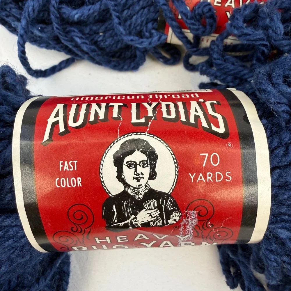 VTG Aunt Lydias Heavy Rug Yarn Navy Blue Rayon Cotton Article 235 Lot of 5